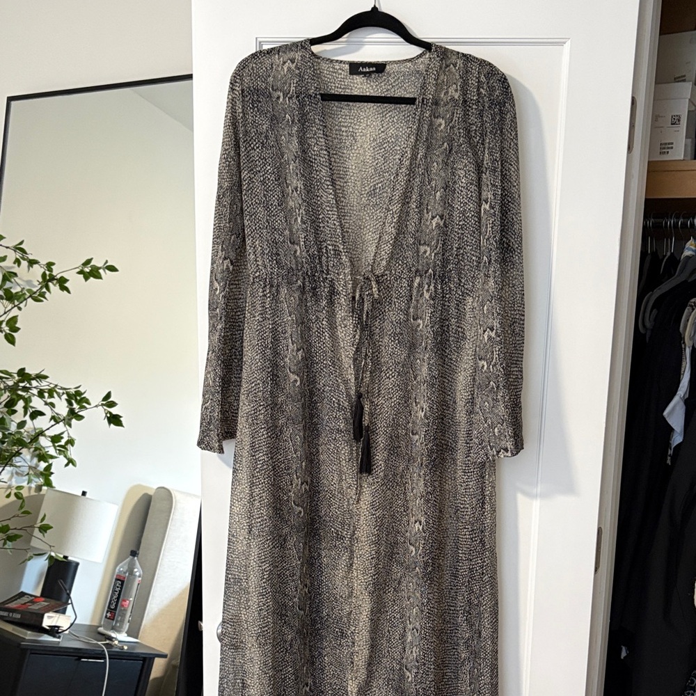 Gray Patterned Long Sleeve Dress